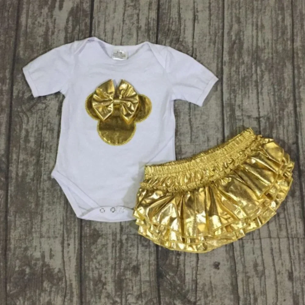 Boutique Minnie Mouse Gold Bloomers Girls Outfit